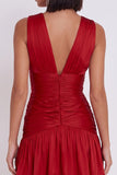 Vestido corto de cóctel corto corto de cóctel rojo con escote en V y línea A