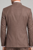 Traje de baile de fin de curso de hombre con cuello alto marrón de dos piezas, pecho simple