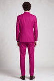 Traje de baile de fin de curso de dos piezas de hombre con cuello fucsia de un solo pecho