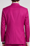 Traje de baile de fin de curso de dos piezas de hombre con cuello fucsia de un solo pecho