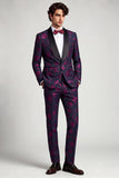 Traje de baile de dos piezas para hombre de graduación con un chal de un solo botón con tinta azul, Blueburry