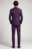 Traje de baile de dos piezas para hombre de graduación con un chal de un solo botón con tinta azul, Blueburry