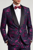 Traje de baile de dos piezas para hombre de graduación con un chal de un solo botón con tinta azul, Blueburry