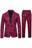 Traje de baile de fin de curso de dos piezas fucsia con solapa muescada
