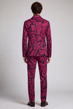 Traje de baile de fin de curso de dos piezas fucsia con solapa muescada