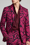 Traje de baile de fin de curso de dos piezas fucsia con solapa muescada