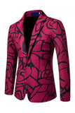 Traje de baile de fin de curso de dos piezas fucsia con solapa muescada