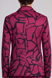 Traje de baile de fin de curso de dos piezas fucsia con solapa muescada