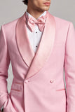 Blazer de graduación masculino de baile de graduación con chale rosa y cruzado