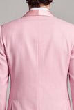 Blazer de graduación masculino de baile de graduación con chale rosa y cruzado