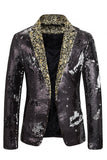 Blazer de graduación Peak, solapa de un solo botón y lentejuelas, para hombre