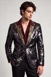 Blazer de graduación Peak, solapa de un solo botón y lentejuelas, para hombre