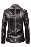 Blazer de graduación Peak, solapa de un solo botón y lentejuelas, para hombre