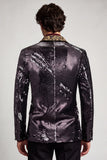 Blazer de graduación Peak, solapa de un solo botón y lentejuelas, para hombre