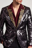 Blazer de graduación Peak, solapa de un solo botón y lentejuelas, para hombre