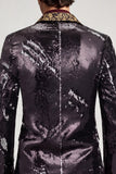 Blazer de graduación Peak, solapa de un solo botón y lentejuelas, para hombre