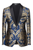 Blazer de graduación masculino de solapa con chal, azul marino de un solo botón