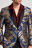 Blazer de graduación masculino de solapa con chal, azul marino de un solo botón