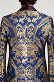 Blazer de graduación masculino de solapa con chal, azul marino de un solo botón