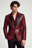 Blazer de graduación de hombre Peak Lapel Burgundy One Button