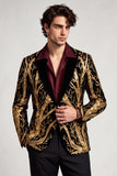 Traje de baile de graduación de hombre con solapa Golden Peak de un solo botón y lentejuelas