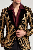 Traje de baile de graduación de hombre con solapa Golden Peak de un solo botón y lentejuelas