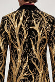 Traje de baile de graduación de hombre con solapa Golden Peak de un solo botón y lentejuelas
