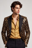Sparkly Golden Selents Peak Lapel Blazer de baile de graduación para hombre