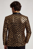 Sparkly Golden Selents Peak Lapel Blazer de baile de graduación para hombre