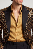 Sparkly Golden Selents Peak Lapel Blazer de baile de graduación para hombre