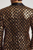 Sparkly Golden Selents Peak Lapel Blazer de baile de graduación para hombre