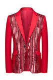 Blazer de graduación rojo de hombre con solapa con muescas de un botón