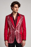 Blazer de graduación rojo de hombre con solapa con muescas de un botón