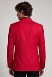 Blazer de graduación rojo de hombre con solapa con muescas de un botón