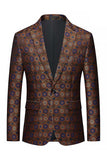 Blazer de graduación de hombre de solapa con muescas de un solo botón de color rojo marrón