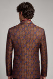 Blazer de graduación de hombre de solapa con muescas de un solo botón de color rojo marrón