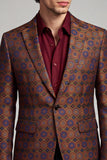 Blazer de graduación de hombre de solapa con muescas de un solo botón de color rojo marrón