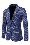 Americana de graduación de hombre de un solo botón con solapa con solapa con muescas, gris azul