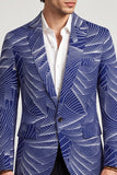 Americana de graduación de hombre de un solo botón con solapa con solapa con muescas, gris azul