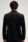 Blazer negro de baile de graduación negro de un botón con solapa con purpurina