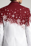 Americana de baile de graduación navideña con solapa roja blanca con solapa de un solo pecho rojo y con muescas