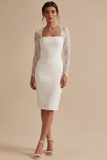 Vestido de novia blanco Midi Bodycon Floral con encaje
