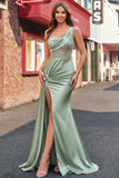 Vestido de baile de graduación con corsé de sirena con lentejuelas verde