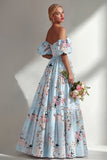 Vestido largo de dama de honor rosa sin tirantes sin tirantes con mangas abullonadas