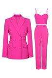 Solapa de pico rosa intenso 3 piezas Trajes de fiesta para mujer