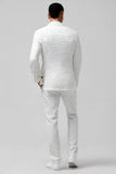 Trajes de novio para hombre de solapa de pico de botonadura sencilla a cuadros blancos