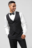 Traje de hombre chal negro solapa 3 piezas slim fit