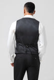 Traje de hombre chal negro solapa 3 piezas slim fit