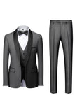 Traje de hombre chal negro solapa 3 piezas slim fit
