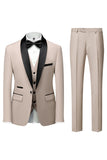 Traje de hombre chal negro solapa 3 piezas slim fit